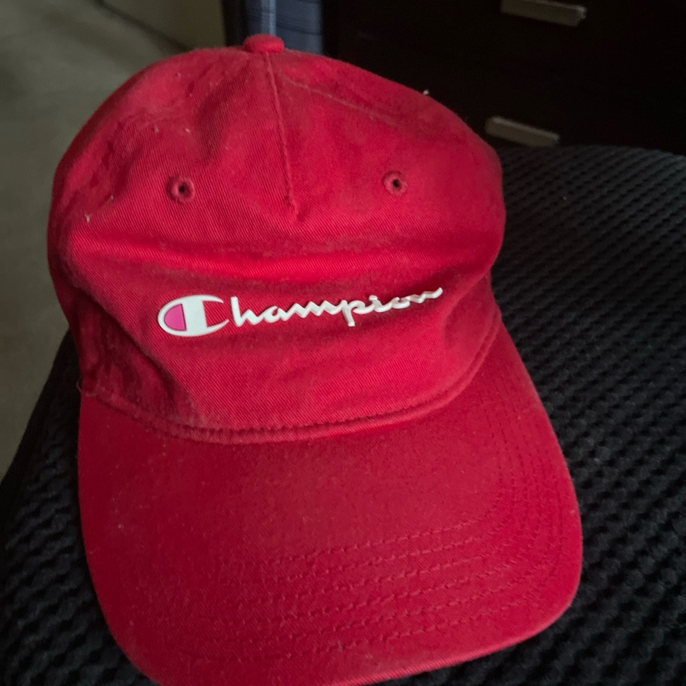 Champion Men's Red Adjustable Hat Ball Cap, One Size, Strapback